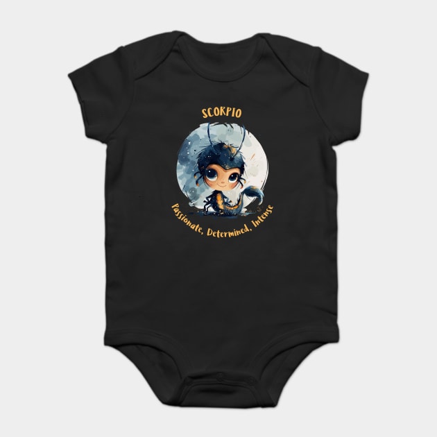 Scorpio Cartoon Zodiac Sign Baby Bodysuit by Vinokurio